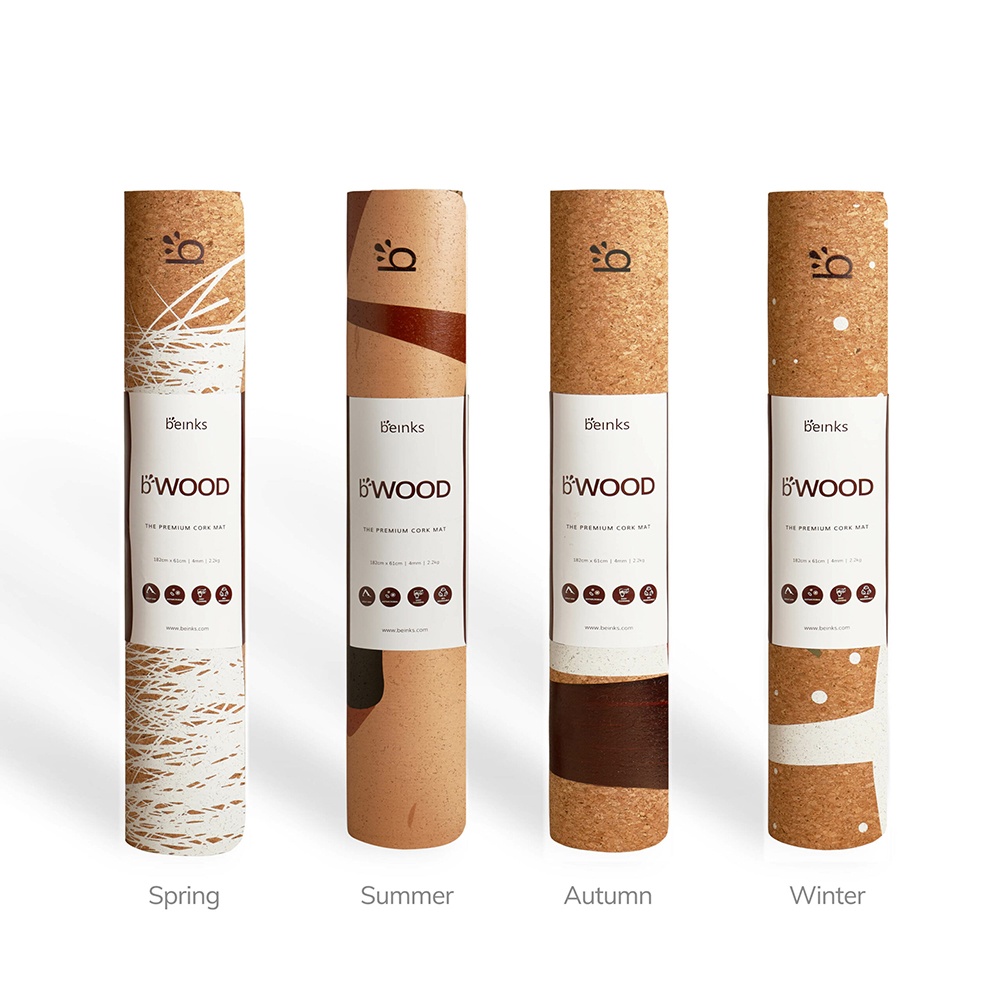 Thảm tập Yoga gỗ bần Beinks hoa văn bốn mùa b’WOOD 4mm