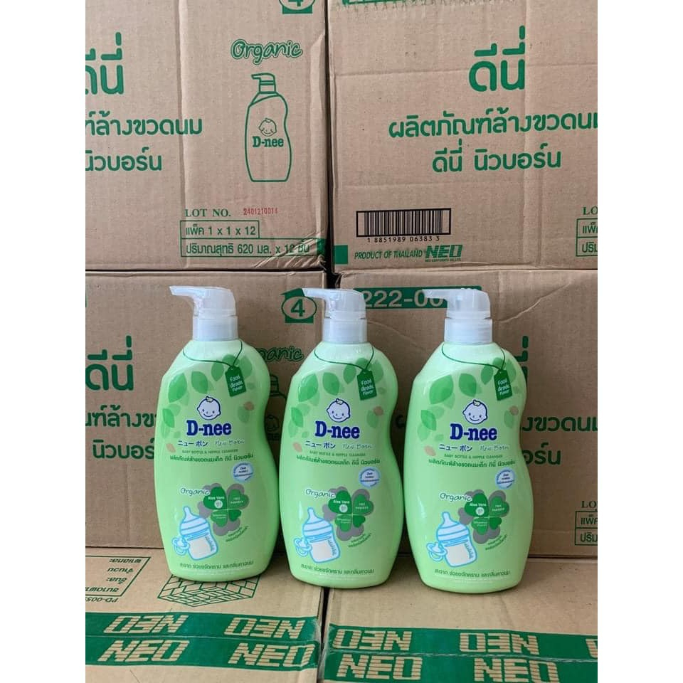 Nước rửa bình sữa chai Dnee Organic Thailand - 620ML Mẫu Mới