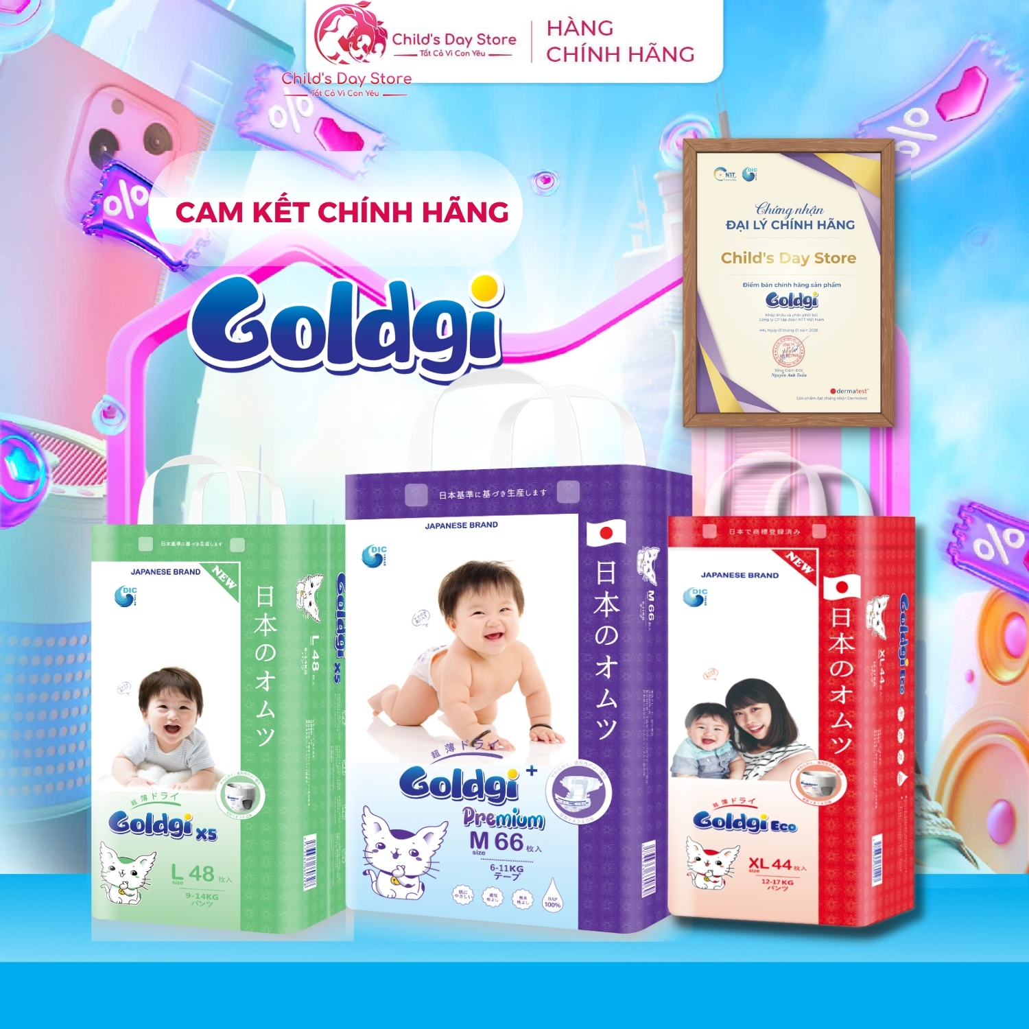    GIÁ TỐT   - Tã Bỉm Nhật Goldgi Eco Goldgi X5 Goldgi Premium Đủ Size Siêu Mỏng Thấm Hút Ngừa Hăm. 