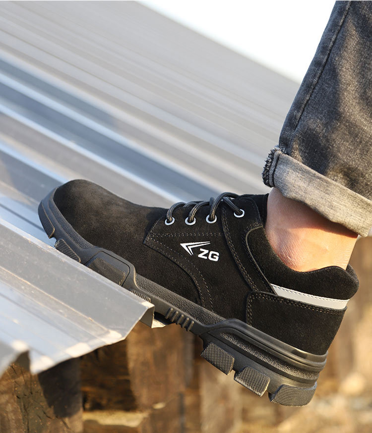 Giày bảo hộ lao động nam siêu bền thấp cổ - ZG màu đen chống đinh chống va đập, mũi thép đế lót vải chống đạn chống đinh