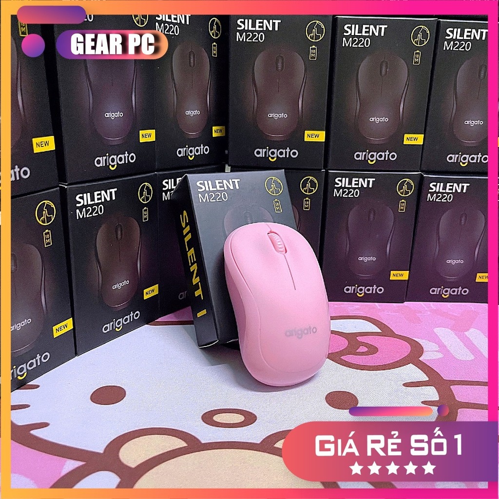 Chuột không dây Chuột văn phòng▥₪ Chuột không dây màu hồng Arigato M220 đáng yêu - Hàng Chính Hãng bảo hành 6 tháng - Máy Tính Báo Hồng