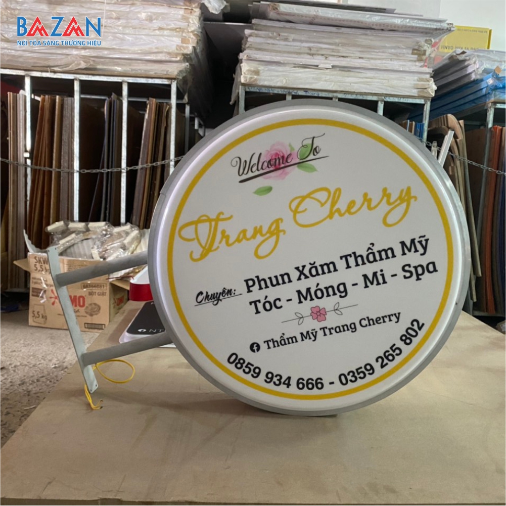 Hộp đèn mica hút nổi tròn 60x60cm + Nội dung theo yêu cầu