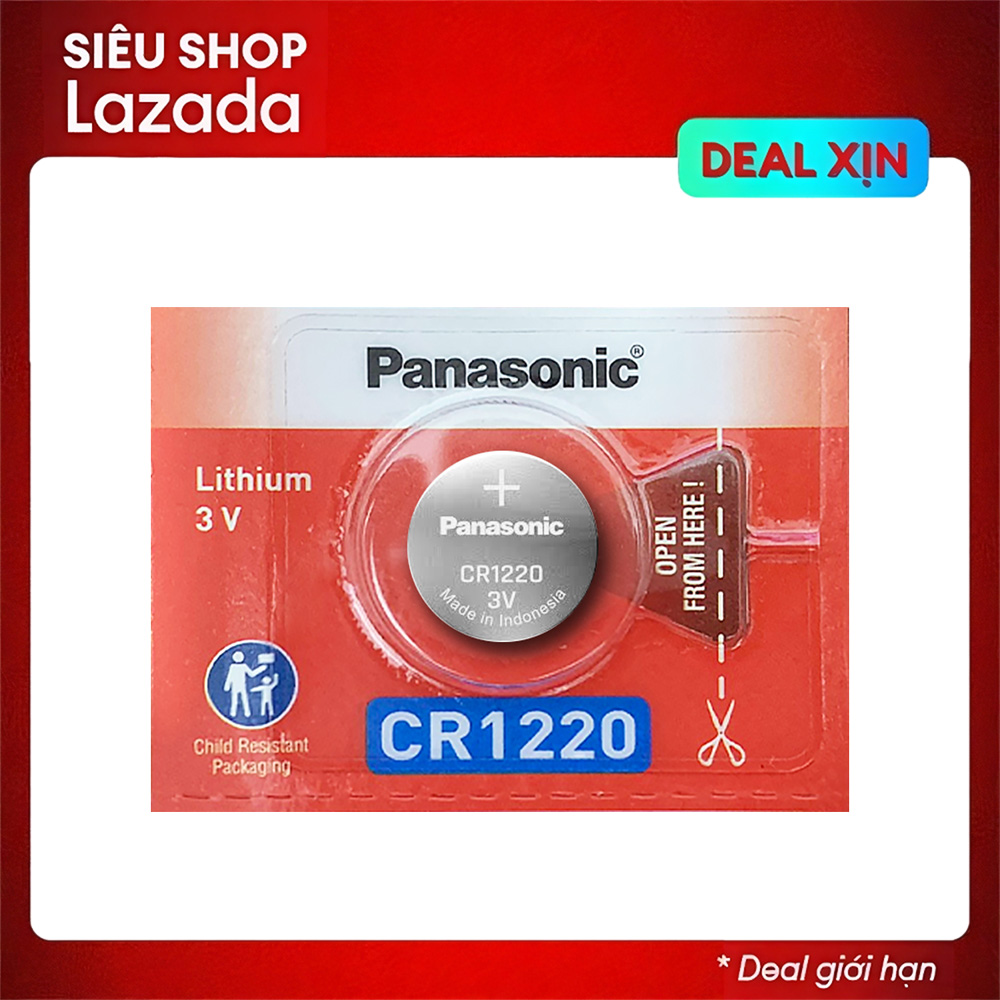 Pin Panasonic CR1220 Lithium 3V dùng cho điện thoại remote đồng hồ nhiệt kế v.v…