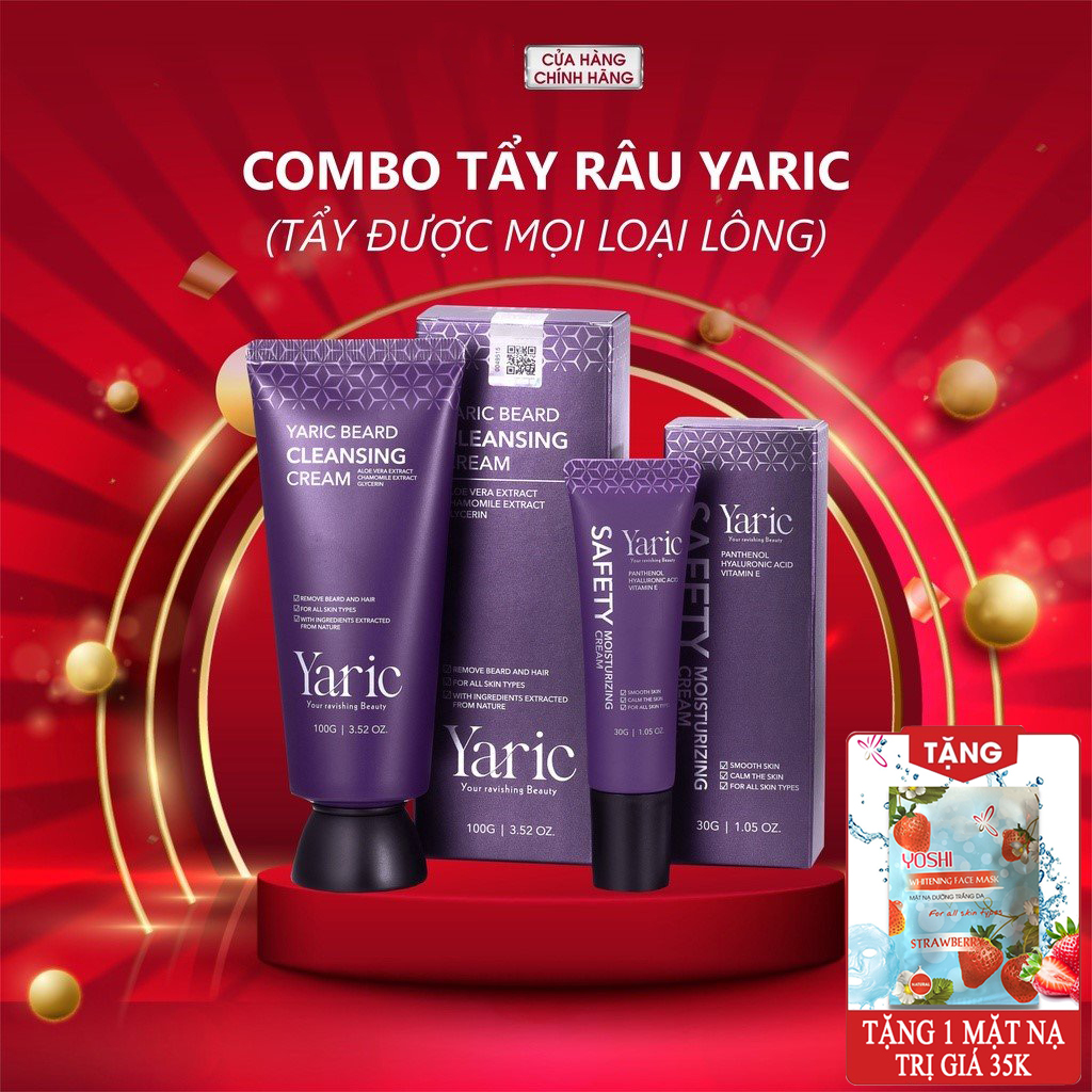 [Mua 1 Tặng 2] Kem tẩy lông, tẩy râu dùng được cho da nhạy cảm tặng kèm kem dưỡng ức chế lông mọc, Yaric -100g