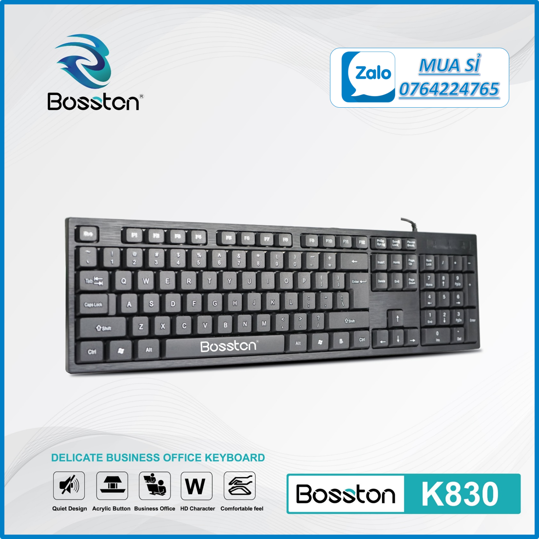 [THANH LÝ HÀNG TỒN] [MẪU MỚI ] Bàn phím có dây Bosston K830 - cổng USB (Đen) Hàng Chính Hãng - GIẢM GIÁ ĐẾN 70%
