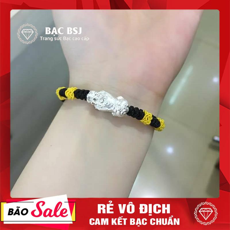 Vòng tay chỉ đỏ may mắn kết hợp tỳ hưu bạc cao cấp. bạc bsj - vcd02