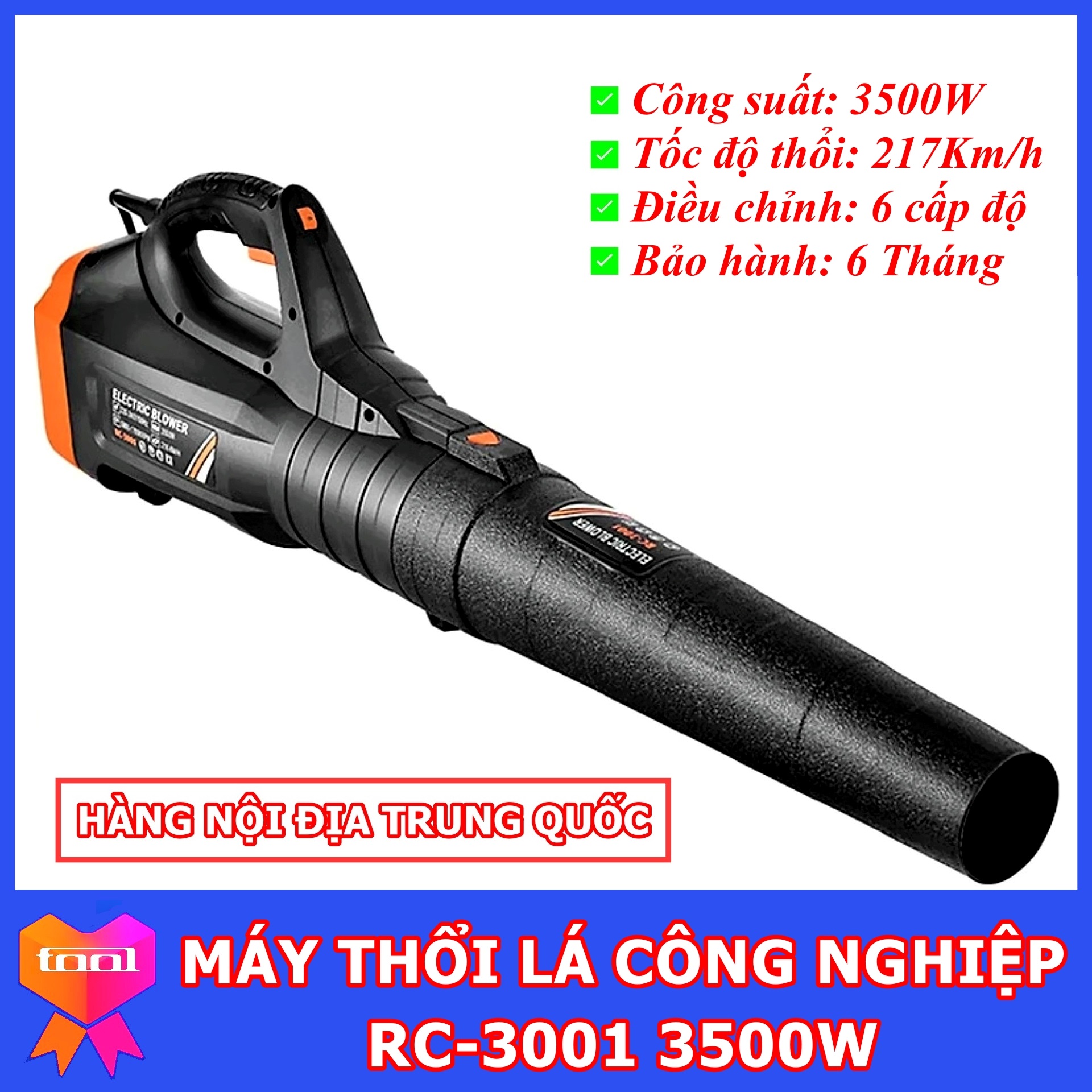 Máy thổi lá cây - thổi bụi công nghiệp công suất 3500w dùng điện rc-3001