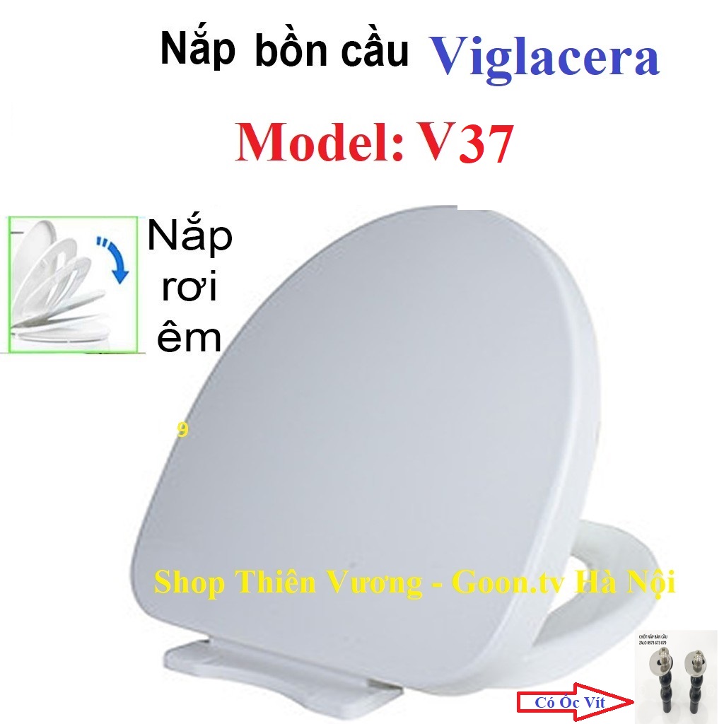 Nắp bồn cầu Viglacera V37, Có nắp chính hãng