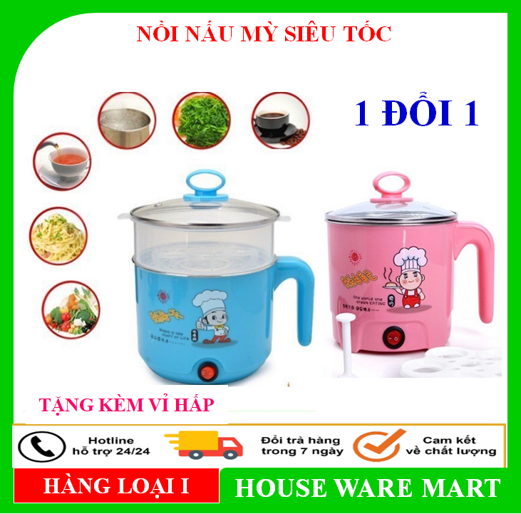 [HÀNG LOẠI I - TẶNG KÈM VỈ HẤP ] Ca nấu mỳ, nấu canh siêu tốc, nồi lẩu mini tiện lợi