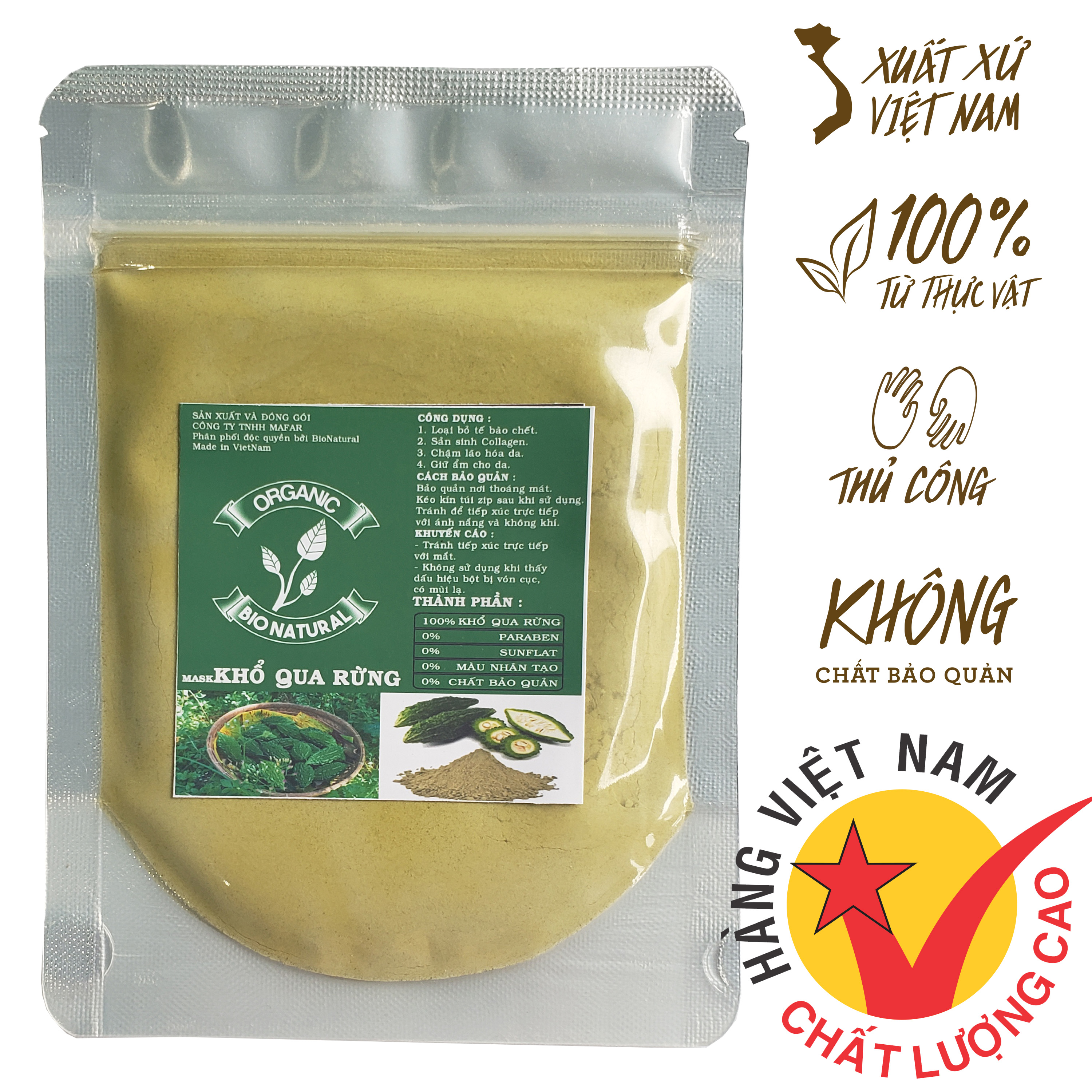 [HCM][BIONATURALVN] Bột đắp mặt nạ Khổ Qua HANDMADE 50gr