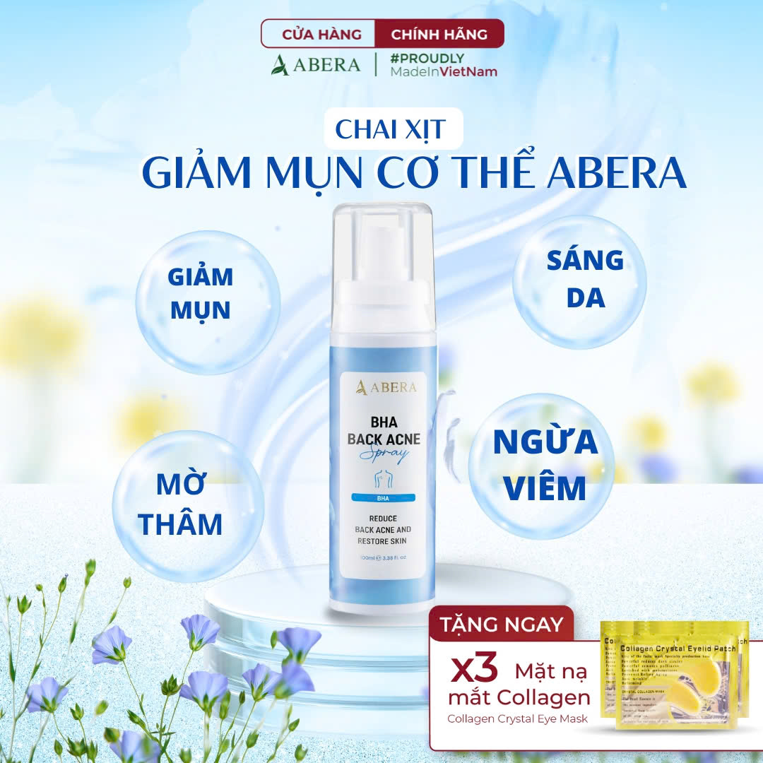 Xịt Mụn Lưng Abera BHA 100ML - Giảm Mụn, Mờ Thâm, Ngừa Mụn Cơ Thể,  Viêm Nang Lông, Dưỡng Sáng Da