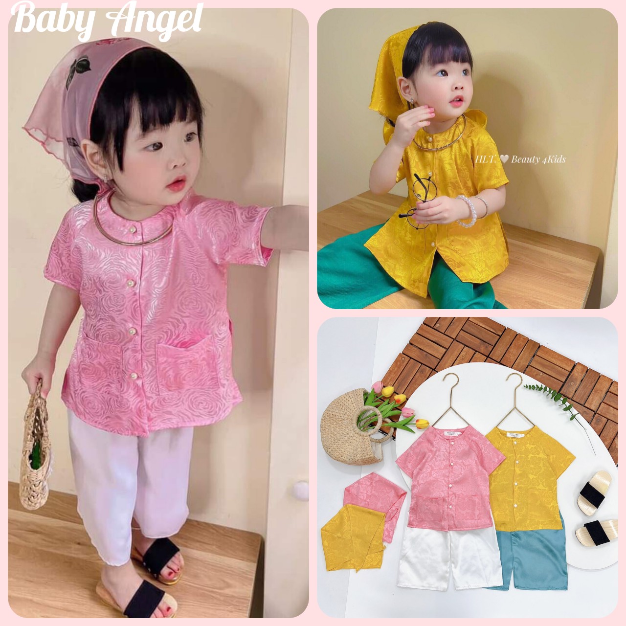 Bộ bà ba mẫu mới cho bé gái đi chơi tết, lễ hội