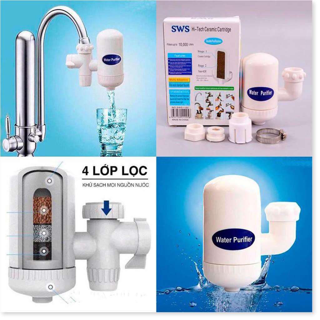 Bộ lọc nước tự động ngay tại vòi SWS Water Purifier , giúp lọc sạch tạp chất có hại cho gia đình bạn 1 nguồn nước sạch tinh khiết, bộ đầu lọc gắn mọi loại vòi tiện ích