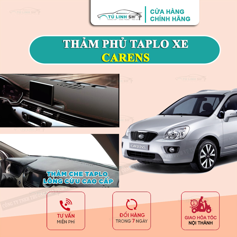 Thảm taplo KIA CARENS chính hãng MINCAR hoặc bằng lông Cừu 3 lớp và Da Cacbon