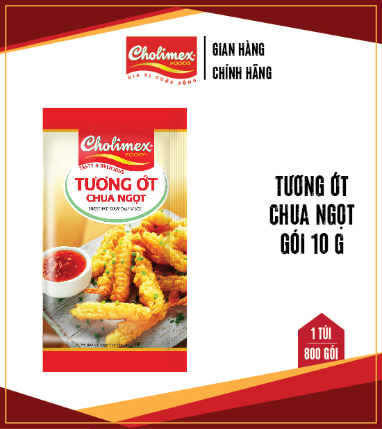 Tương ớt chua ngọt Cholimex - 50 gói/ bịch. Gói 10g siêu tiện lợi cho du lịch, quán ăn