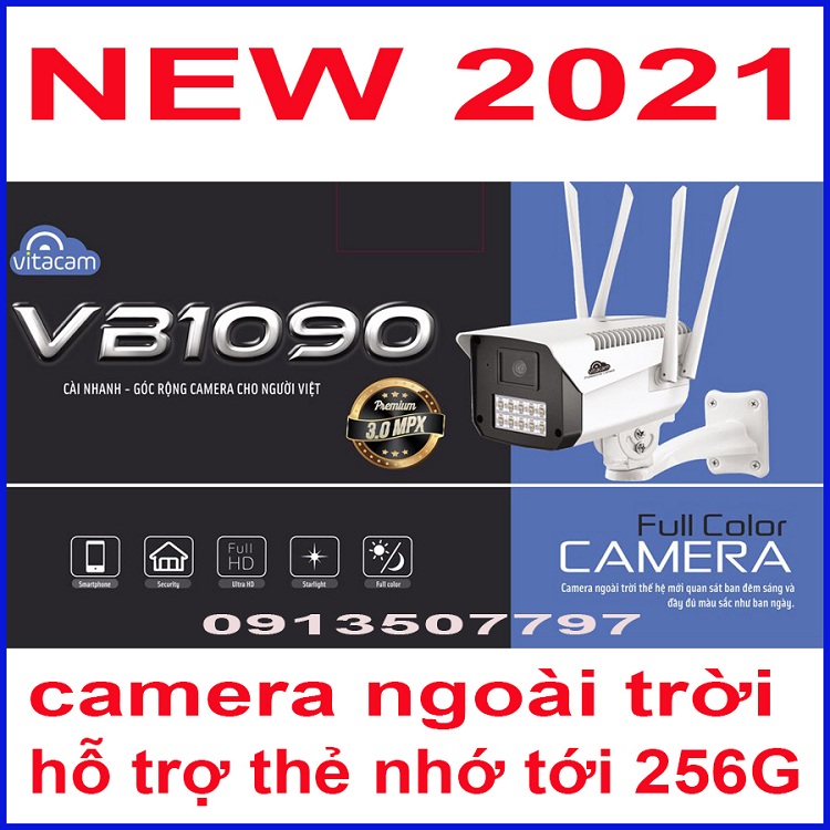 Camera ngoài trời ip vitacam vb1090 - 3mpx ultra hd 1080 - đèn startlight quan sát màu ngày đêm