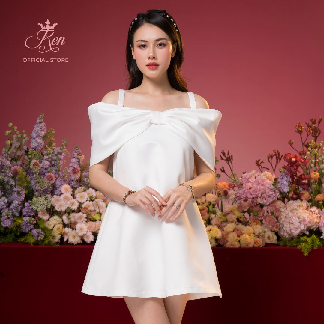 Ren by tee - đầm hai xòe dây nơ ngực
