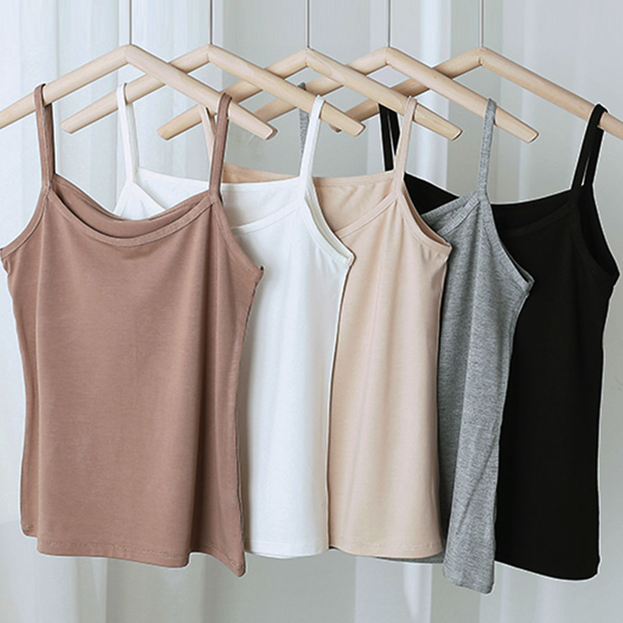 Áo thun 2 dây dáng ôm basic co giãn mềm mịn