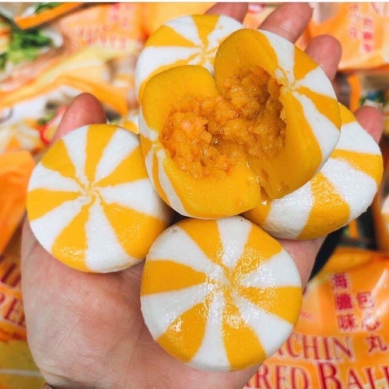 500g Bánh bao thả lẩu hải sản nhân trứng cá  màu cam (giao hỏa tốc tphcm)
