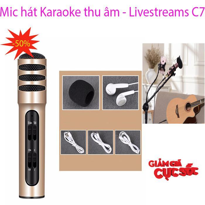 Micro Livestream C7/C11/C28 (Loại 1, đủ phụ kiện) Thu Âm Hát Karaoke Livestream 3 in 1 Online Livestream Âm Thanh Chuẩn  Không Tạp Âm.