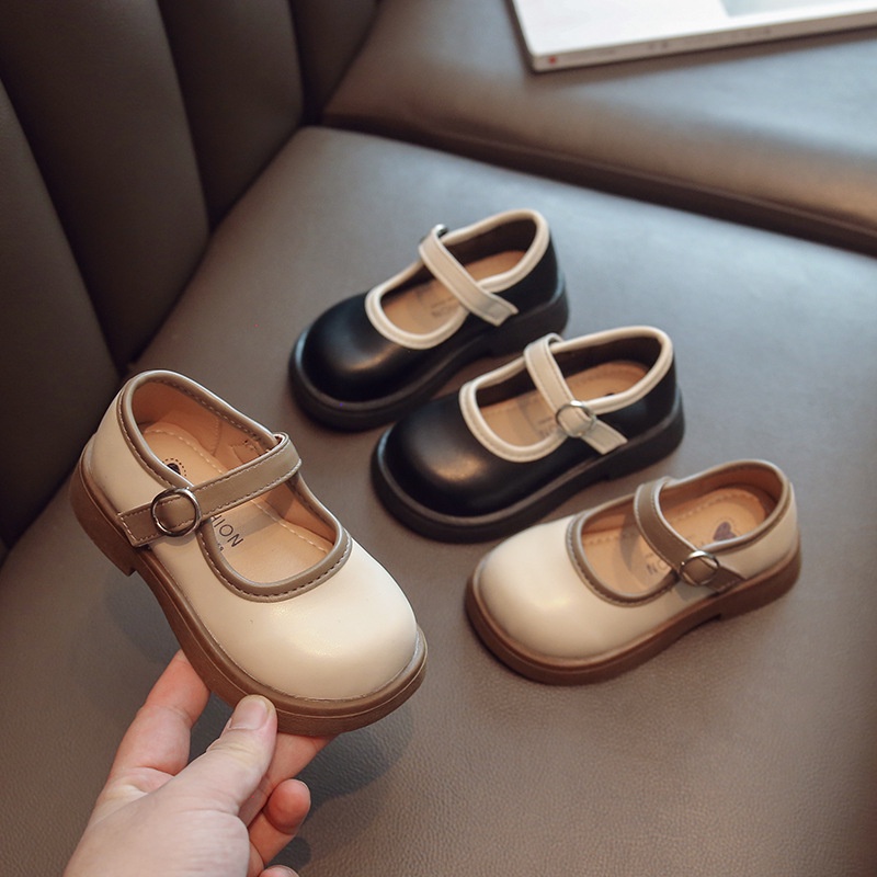 Giày bệt bé gái, giày búp bê bé gái chất liệu da PU lì phong cách vintage, đế mềm mịn cực êm chân M19