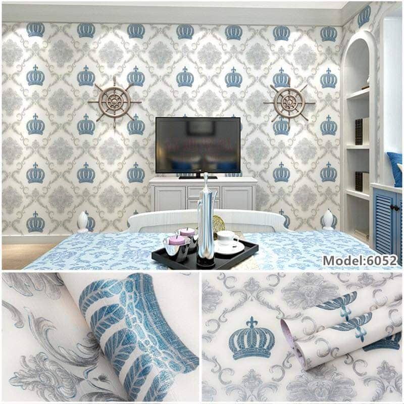Giấy dán tường hình vương miện ( cuộn 10m khổ rộng 45cm, có sẵn keo )