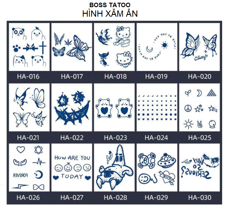 Hình xăm ẩn mini - xăm dán tatoo hiển thị sau 8 giờ, size < 5x7cm