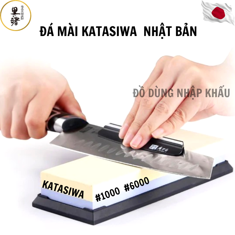 Đá mài dao 2 mặt chính hãng katasiwa nhậptừ nhật bản độ mịn1000-#10.000 -kèm đế su