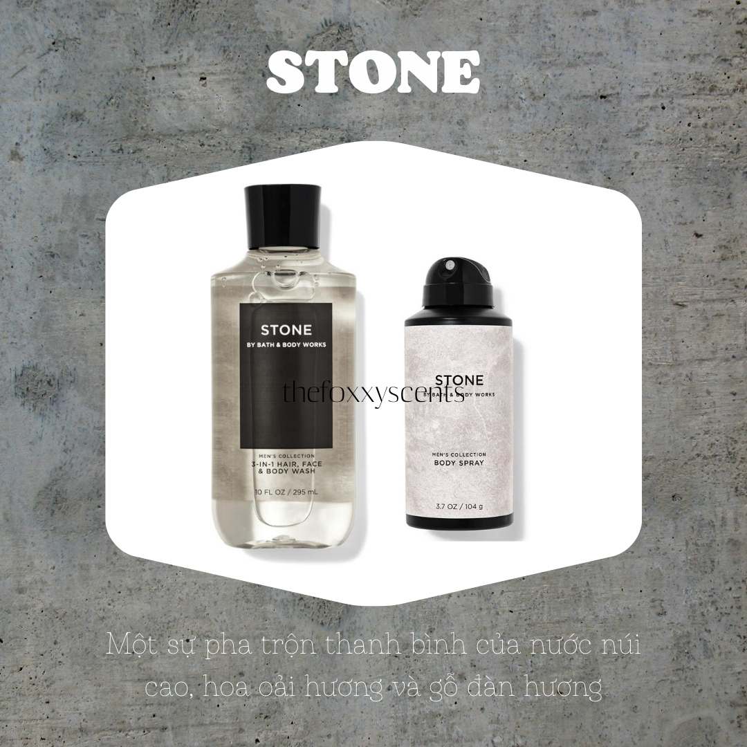 STONE  Tắm và Xịt khử mùi Bath&BodyWorks US ONLY
