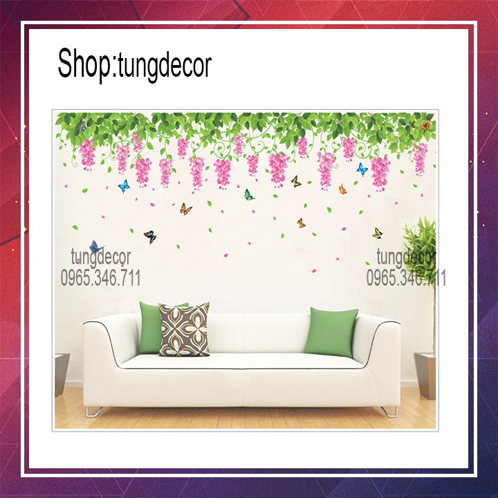 Decal dán tường trang trí phòng sẵn keo- HOA TIGON XY1132 . Decal dán tường Hàn Quốc trang trí phòng ngủ