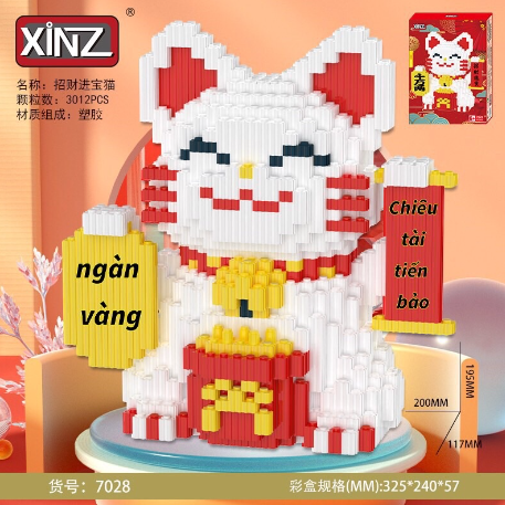 Mô hình lắp ráp lego hình mèo thần tài phong thủy tài lộc