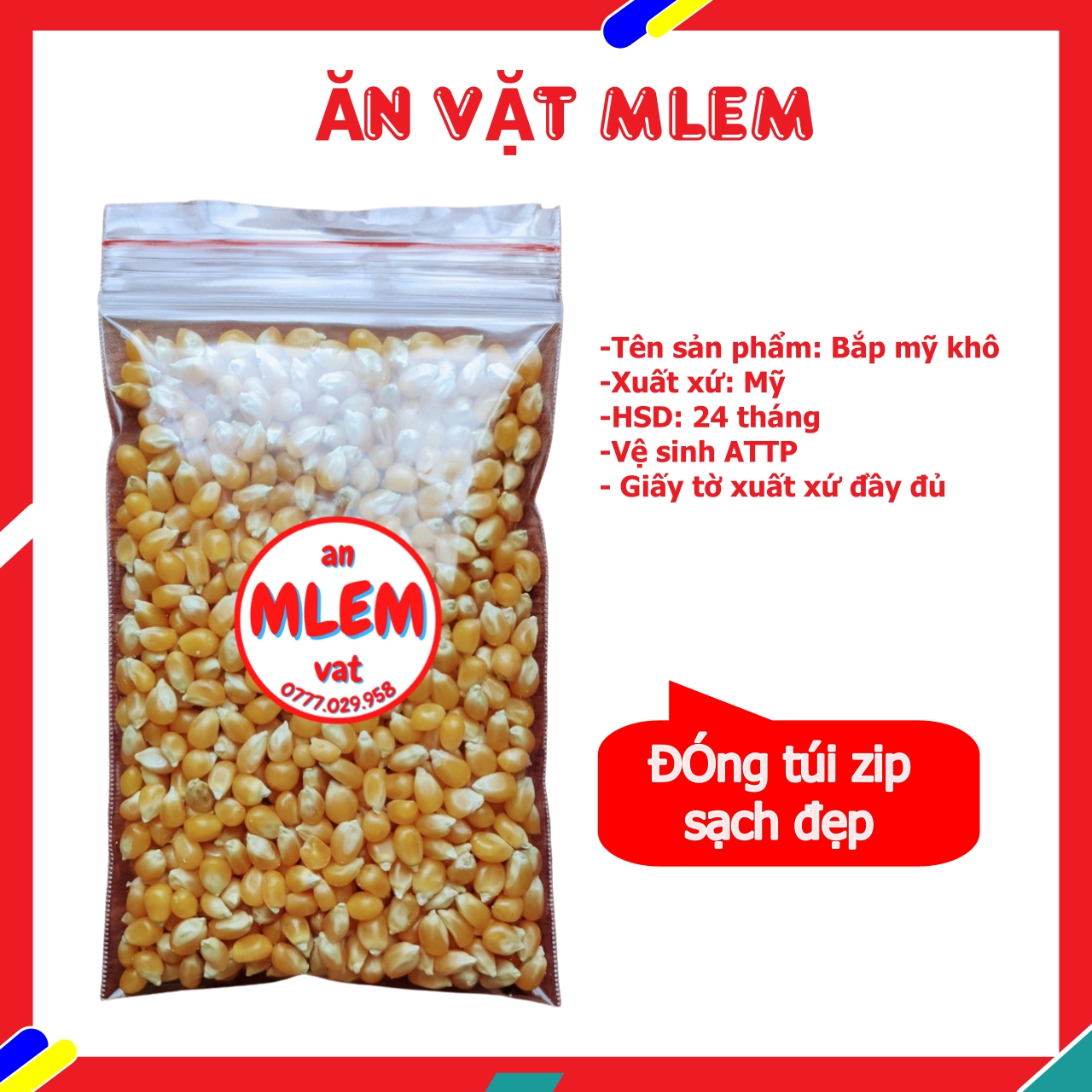 Bắp Mỹ ngô Mỹ làm bắp rang bơ giá dùng thử 100Gr