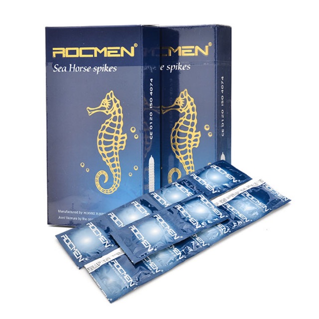 Combo 2 hộp 20 cái bao cao su rocmen xanh - gai - kéo dài thời gian