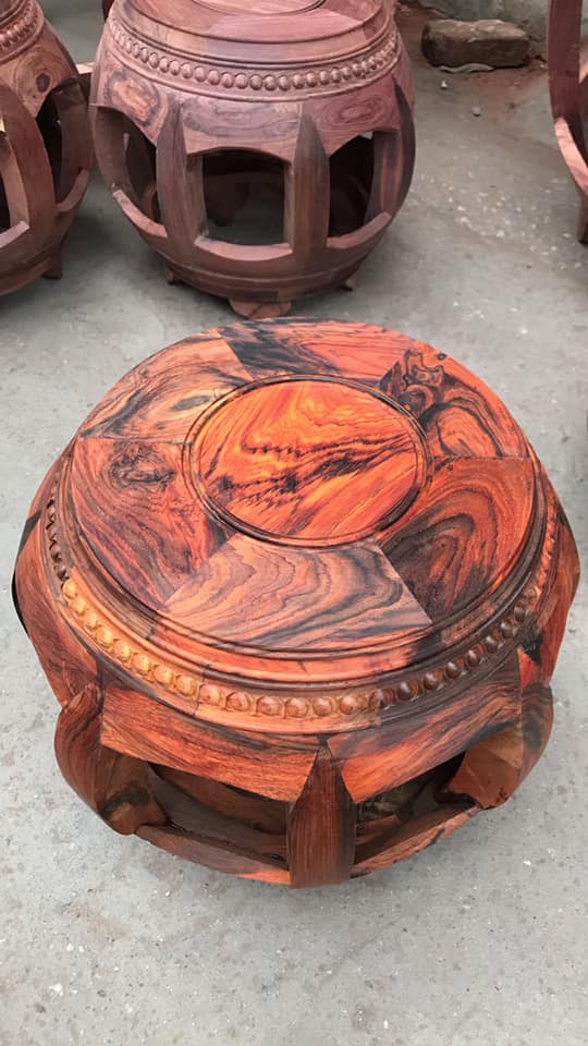 đôn trống gỗ trắc lào kích thước cao 35 cm đường kính mặt 30 cm