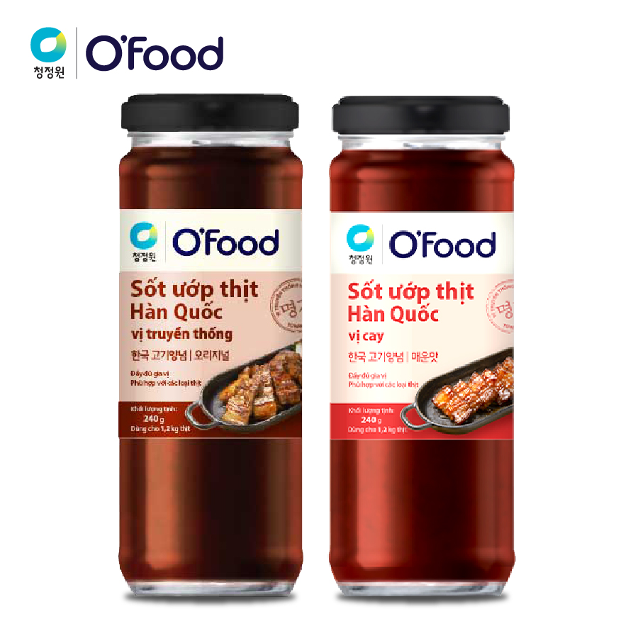 Sốt ướp thịt Hàn Quốc O'food chai 240g, 2 vị, ướp thịt nướng, BBQ, thịt xào