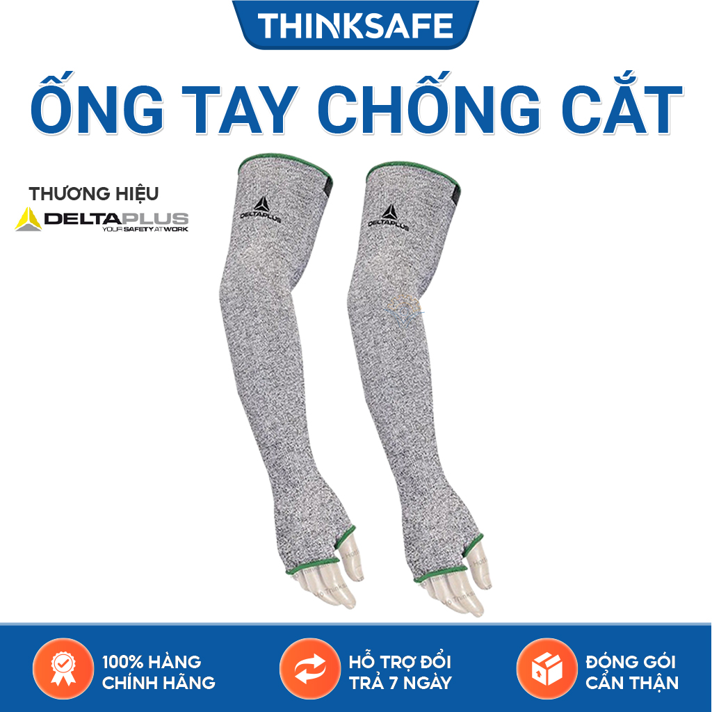 Ống tay chống cắt Deltaplus Econocut5M - Găng tay chống cắt khỏi những vật sắc nhọn như tôn kính, Thiết kế ôm tay ống tay hở phần ngón - Thinksafe