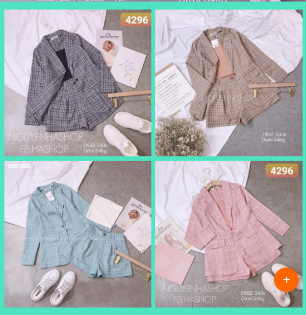 Set bộ vest 3 món trang phục công sở & dự tiệc đính nút cài2 túi thời trang.qc