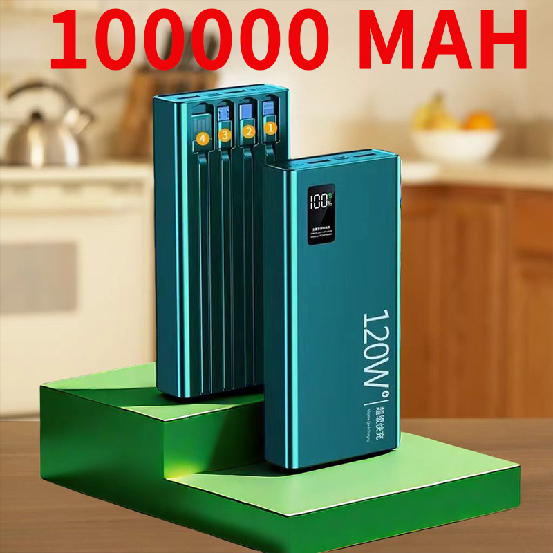 100% Genuine Backup Battery 100000Mah, Fast Charging, Comes with 4 Cables, Portable Backup Battery 100000Mah - 4