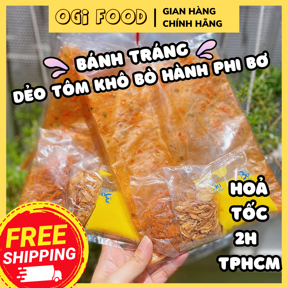 Combo Mini Bánh Tráng Dẻo Tôm Cuốn Khô Bò Hành Phi Kèm Bơ
