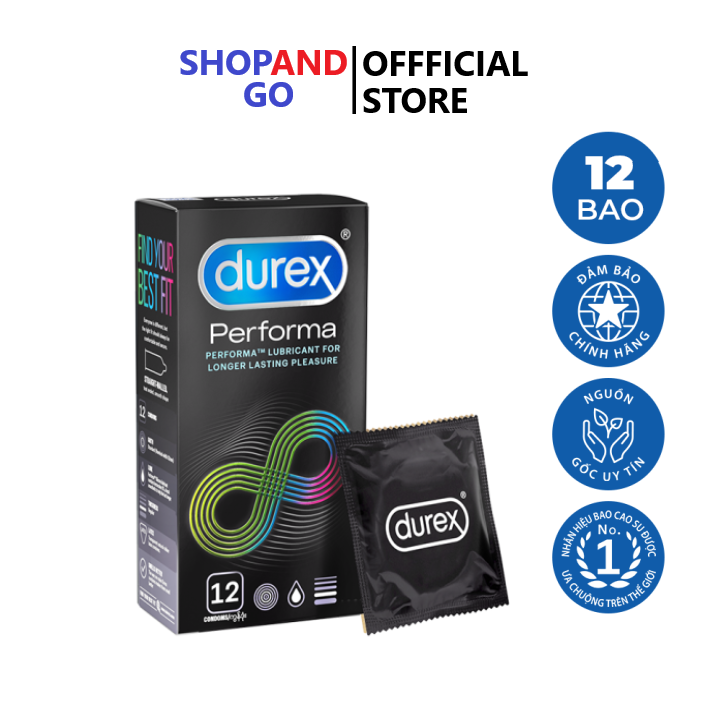 [HCM] Bao cao su Durex Performa Kéo dài thời gian hộp 12 cái