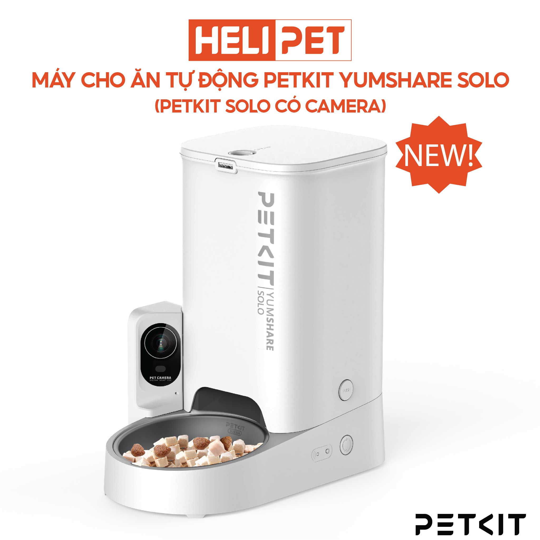 [New 2024] Máy Ăn, Máy Nhả Hạt Cho Chó Mèo Có Camera PETKIT YUMSHARE Solo Dung Tích 3 Lít - HeLiPet