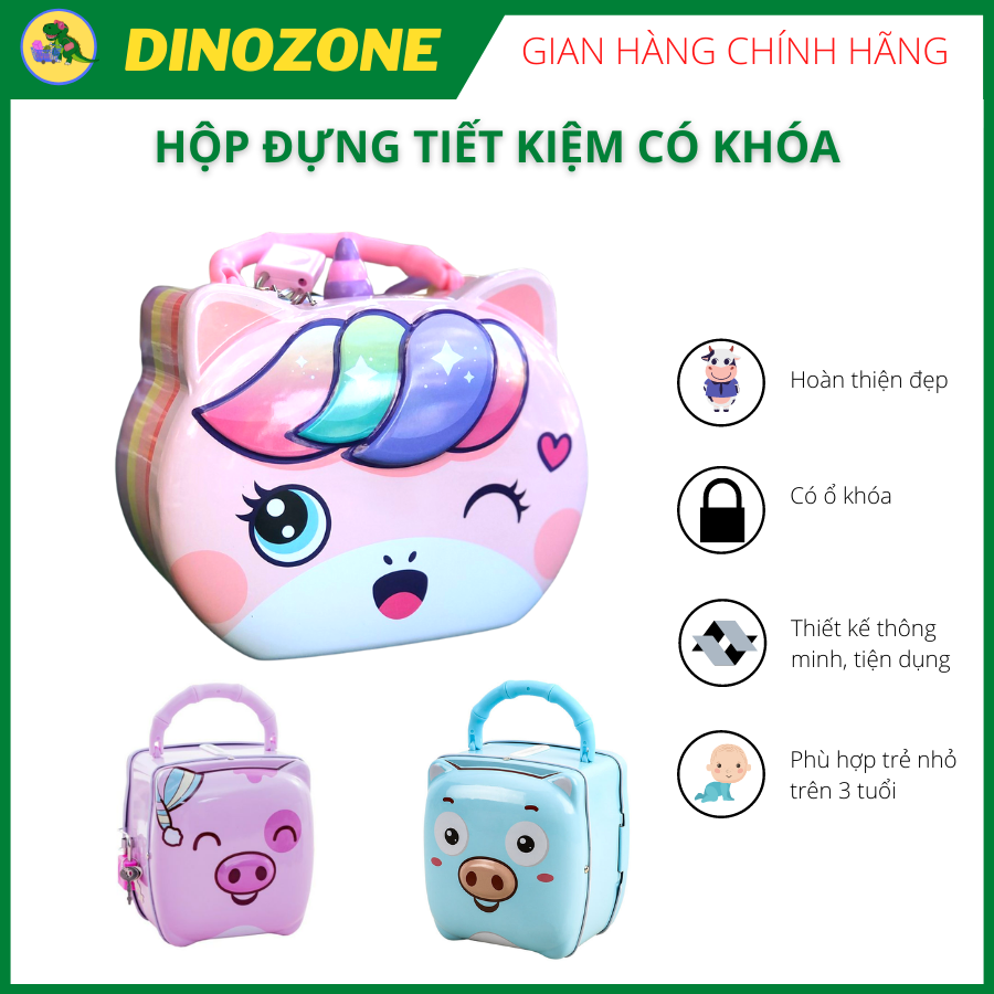 [FREE SHIP] Hộp đựng tiền tiết kiệm mini cho bé, hình thú, nhà, xe, túi xách cute| Hộp thiếc có khóa| Dễ thương và tiện dụng