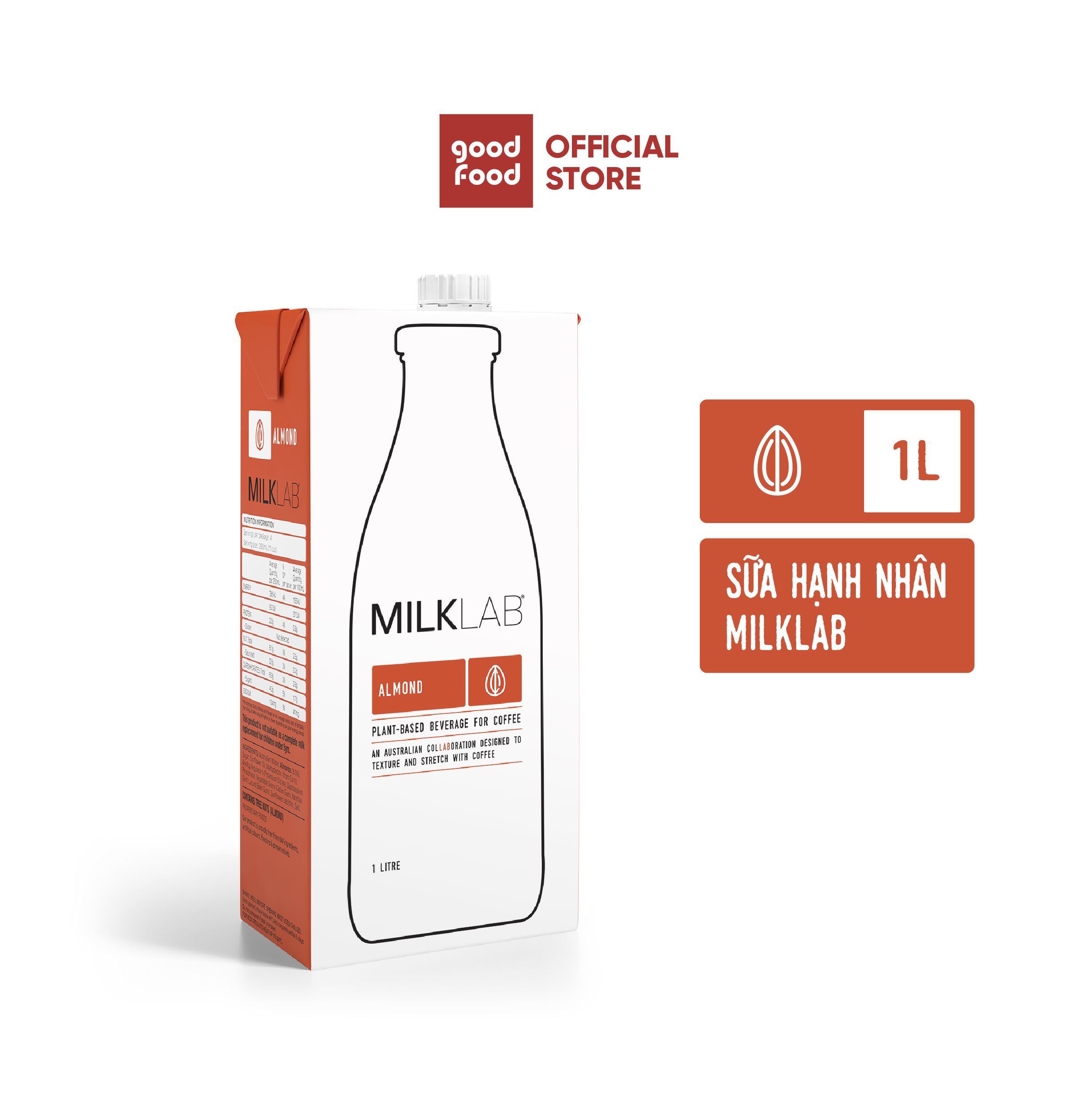 Sữa hạt hạnh nhân cao cấp ít đường MilkLab – 3.5% hạnh nhân hộp 1 lít