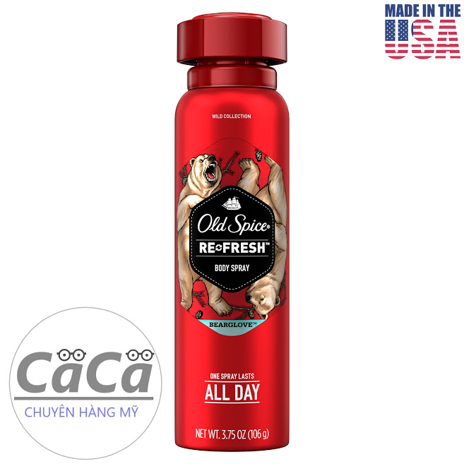 [USA] Xịt thơm toàn thân khử mùi nam Old Spice Bearglove 106g - Mỹ