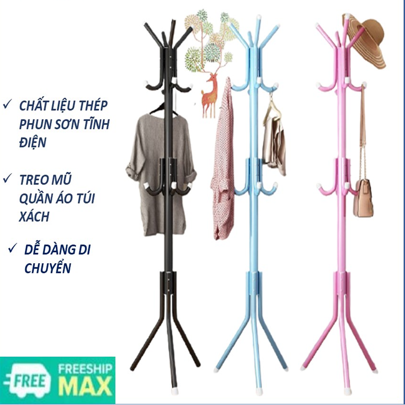Cây Treo Quần áo Nón Mũ Túi Xách, Cây Móc Đồ Đa Năng, Kệ Treo đồ Túi Sách Quần áo Di động