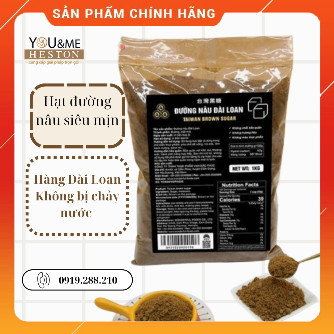 Đường nâu Đài Loan hạt siêu mịn túi 1kg