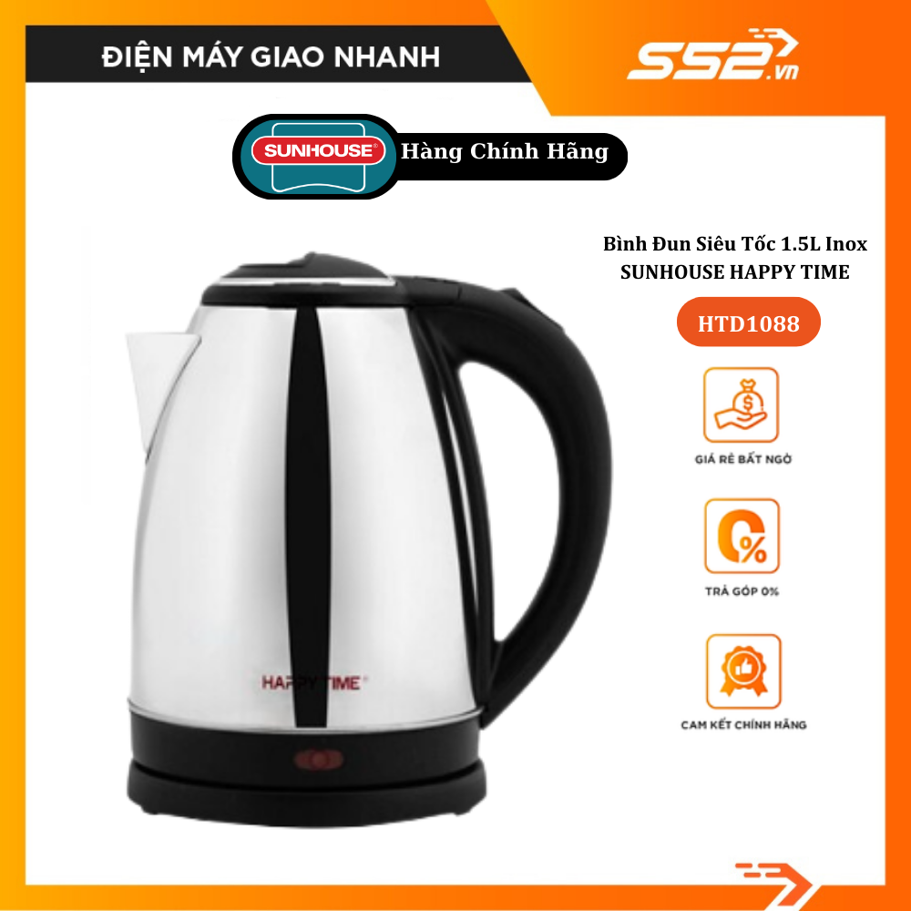 Bình đun siêu tốc inox sunhouse happy time htd1055 / htd1088 - hàng chính hãng.
