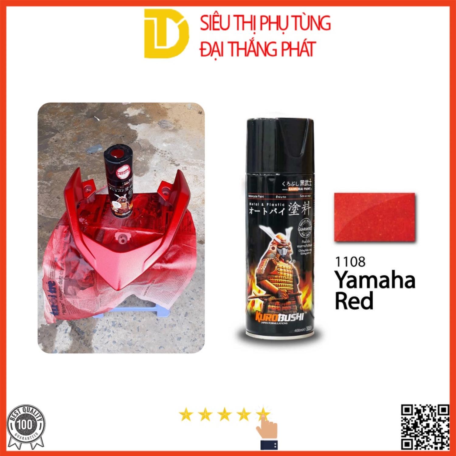 Sơn samurai sơn xịt xe máy 1108 màu đỏ yamaha