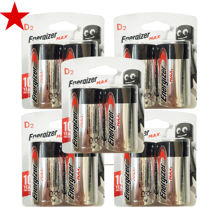 Combo 5 vỉ pin đại D LR20 Energizer Alkaline chính hãng
