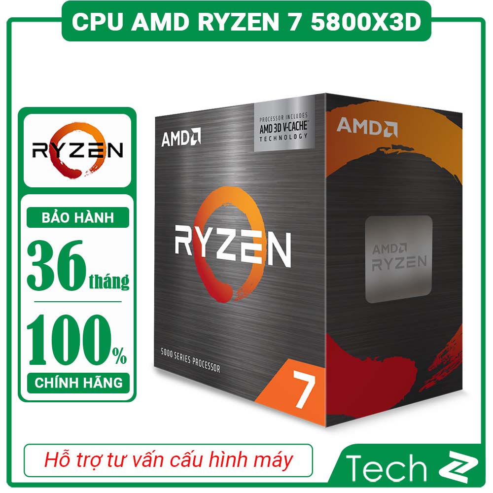 CPU AMD Ryzen 7 5800X3D 3.4 GHz Upto 4.5GHz 100MB 8 Cores, 16 Threads 105W